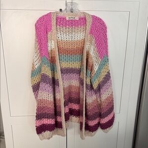 Three Bird Nest Multicolor Striped Cardigan